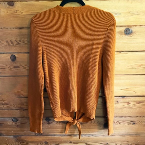 Anthropologie Moth Sweater Freeport Ribbed Knit V Neck Tie Front  Extra Small - Picture 6 of 8